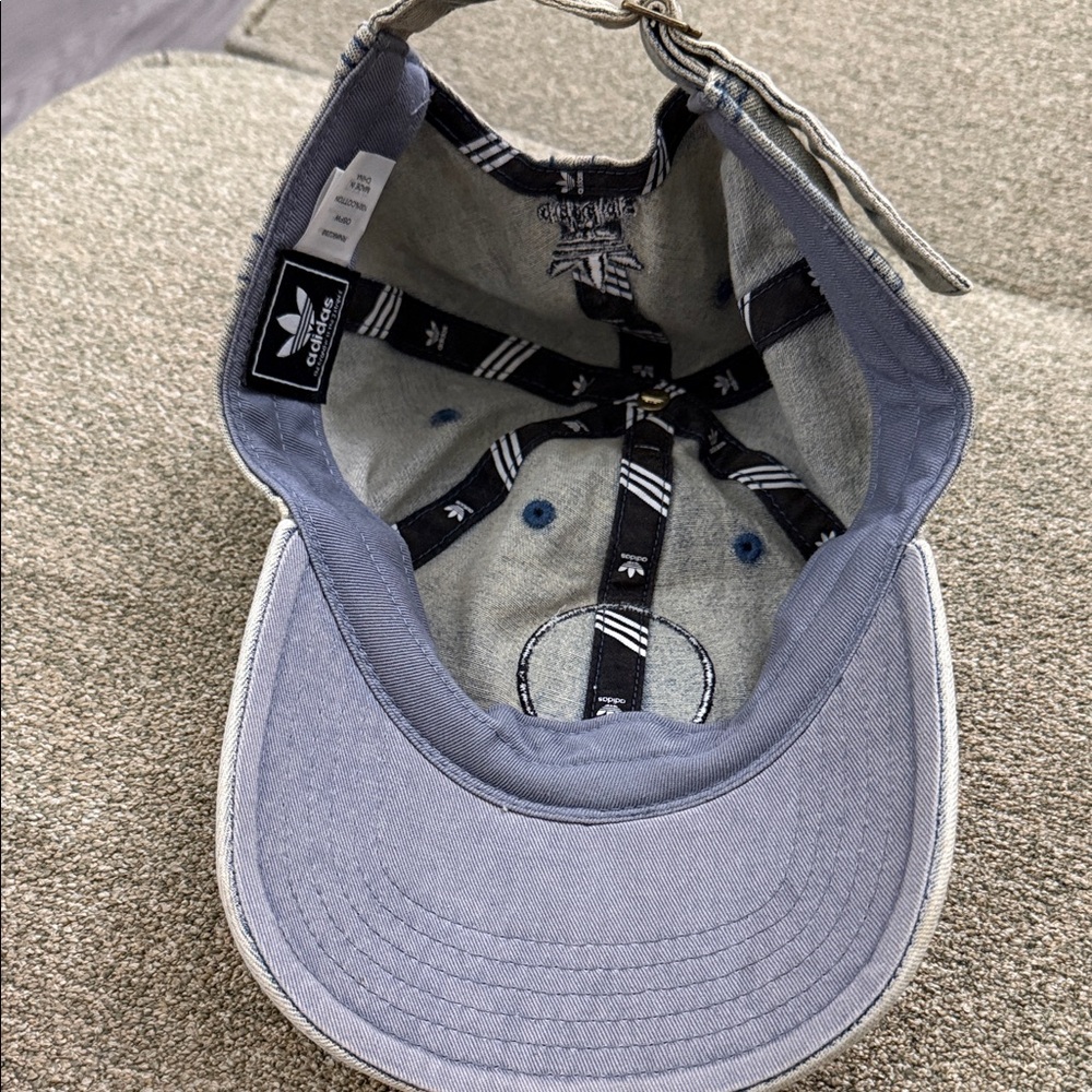 adidas Light Blue Denim Trefoil Patch Baseball Cap - Picture 7 of 11
